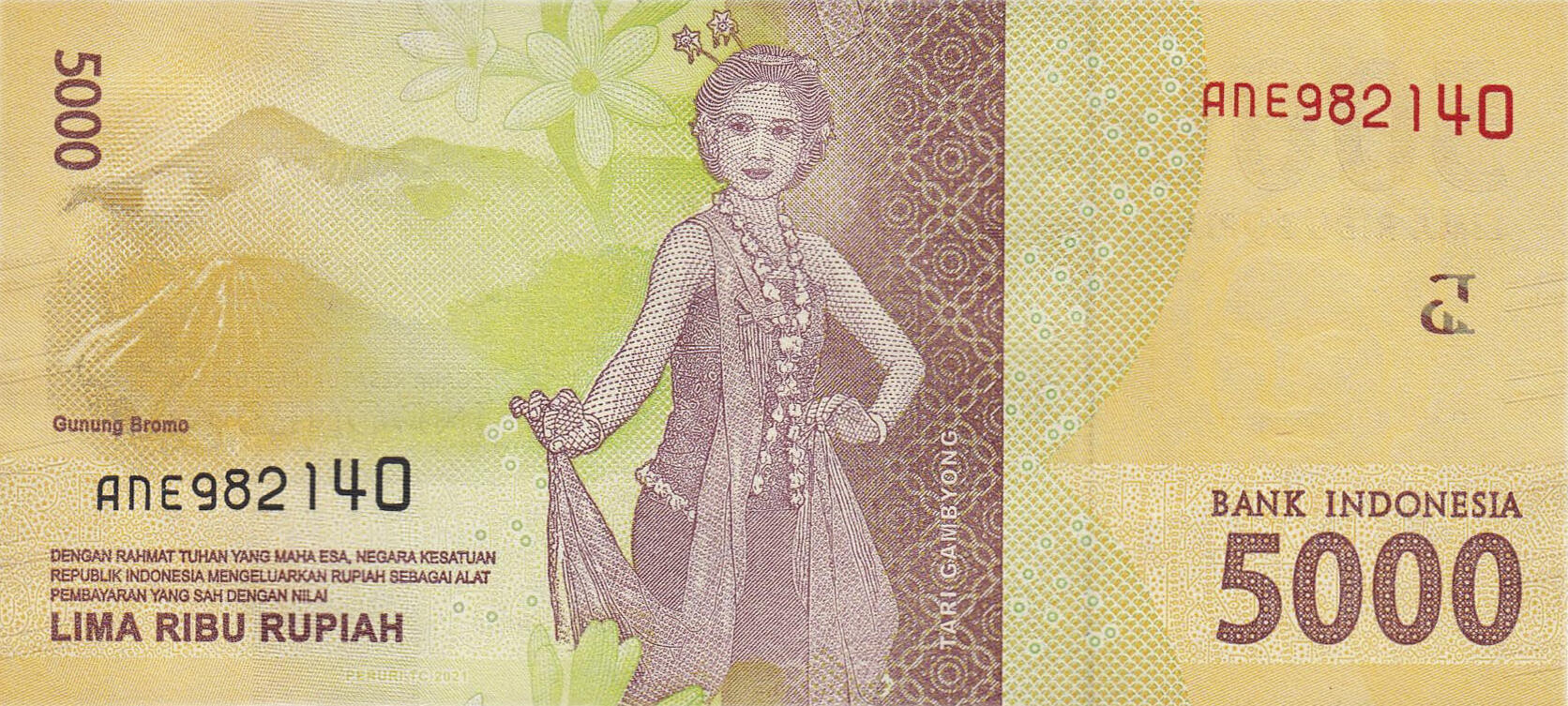 Банкнота Индонезия 5000 рупий 2016 года, модификация A, оборотная сторона (IDR-2016A-T005-S67-D2016.2021, TBB: B611g)