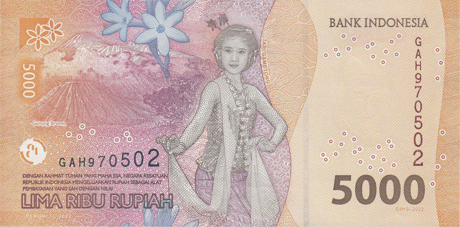 Банкнота Индонезия 5000 рупий 2016 года, модификация B, оборотная сторона (IDR-2016B-T005-S67-D2022.2022, TBB: B619a)