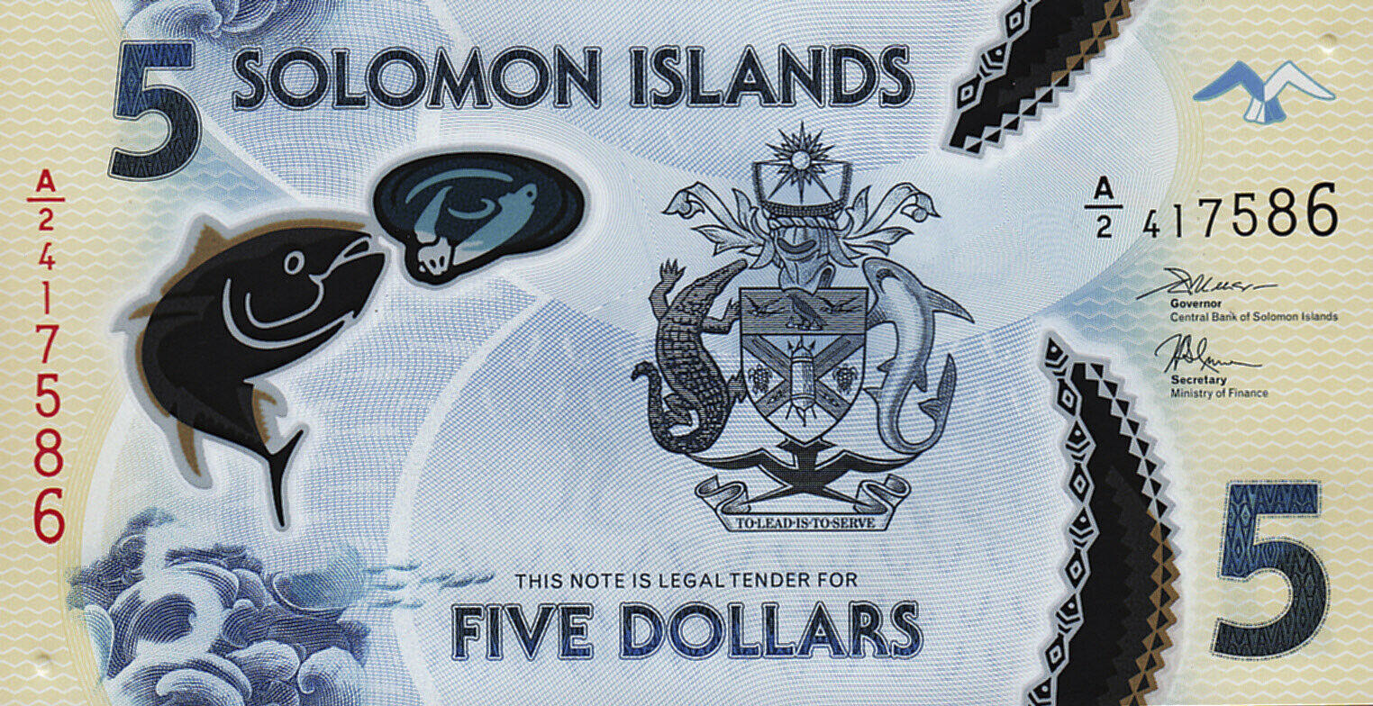 Банкнота Соломоновы Острова 5 долларов 2013 года, модификация A, лицевая сторона (SBD-2013A-R005-S11-PA;2, TBB: B221a)